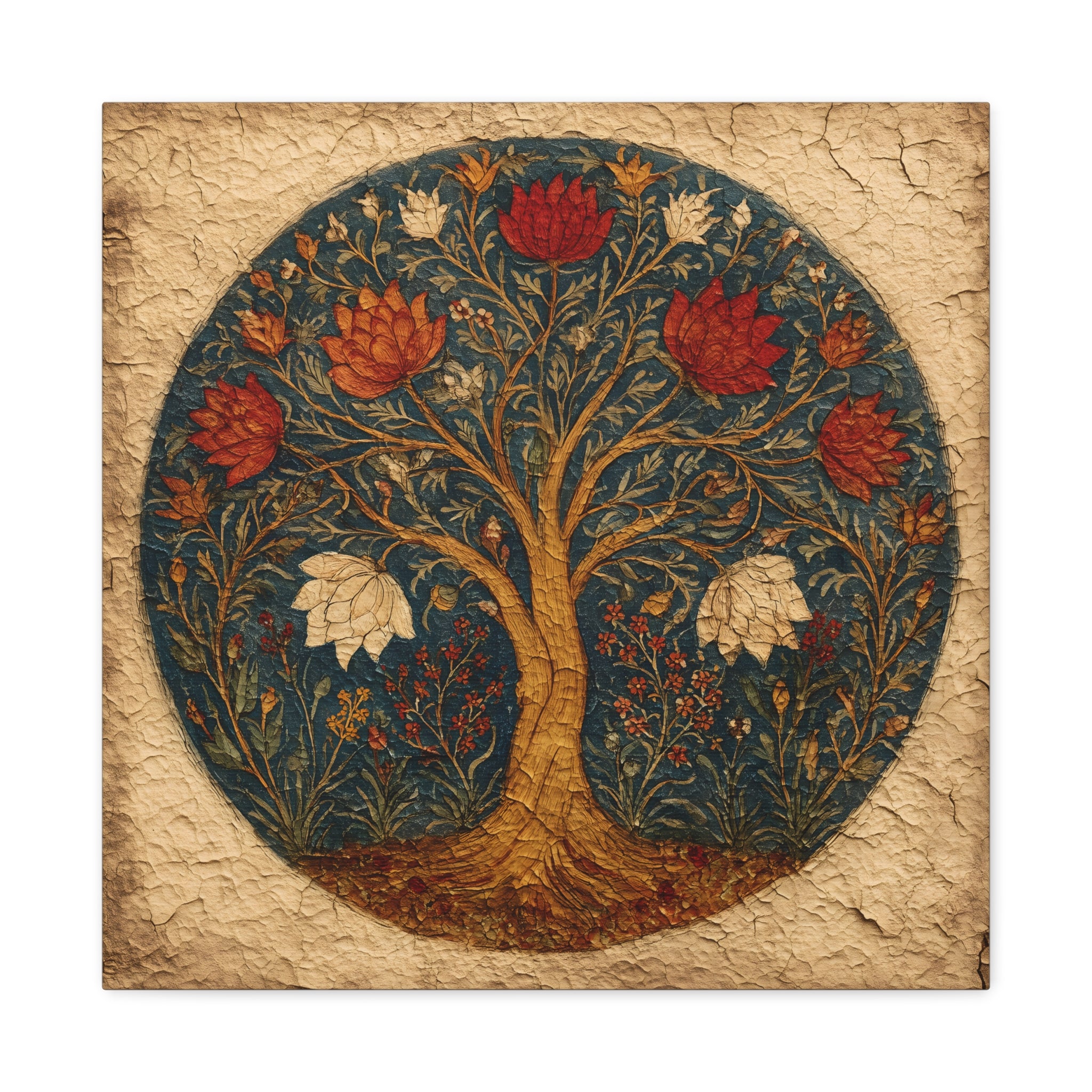 Tree of Life Wall Art - Symbolic Botanical Circle - Spiritual Nature Decor