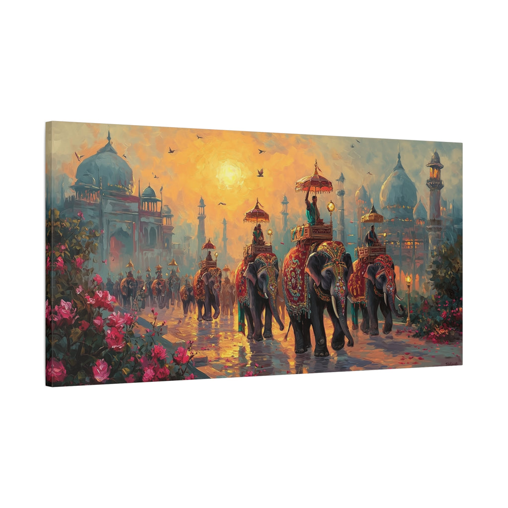 Indian Elephant Wall Art Print, Large Colorful Elephant Canvas Painting for Living Room Deco
