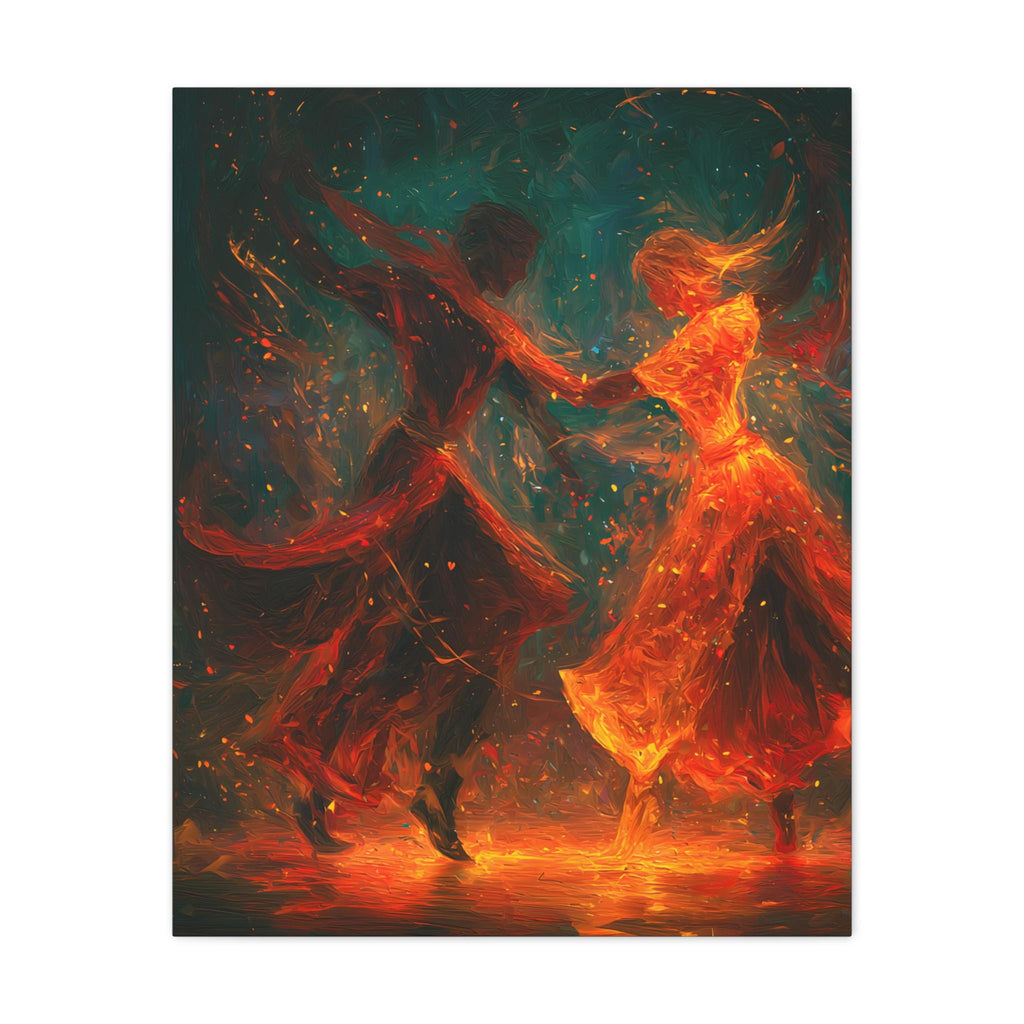 Passionate Salsa Dance Oil Painting – Abstract Couple Canvas Wall Art