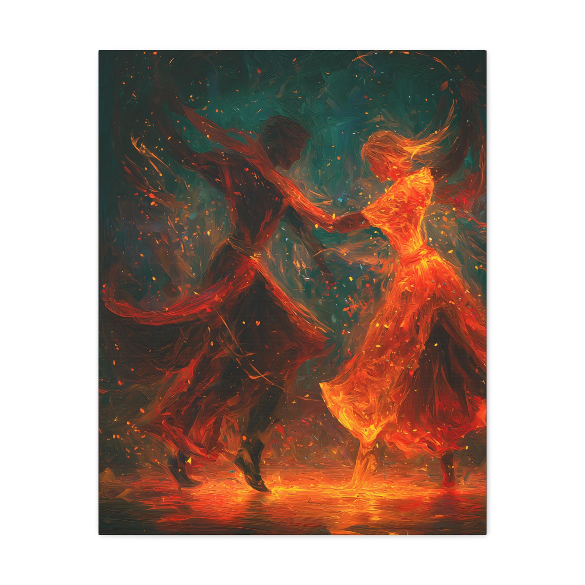 Passionate Salsa Dance Oil Painting – Abstract Couple Canvas Wall Art