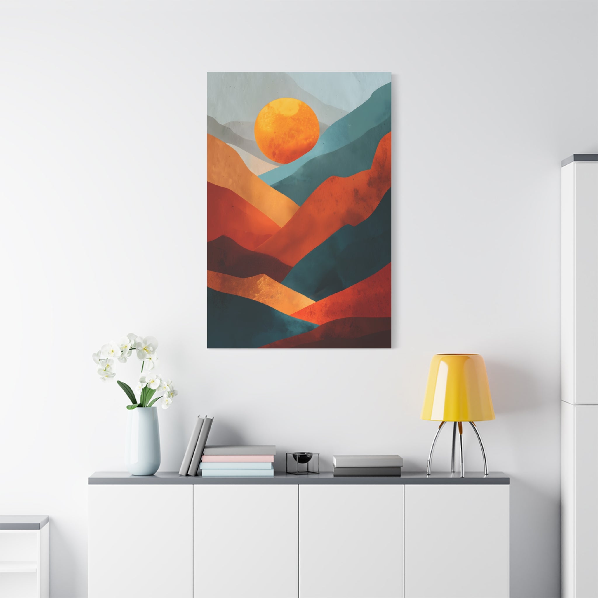 Sunset Wall Art - Warm Earth Tone Mountain Landscape Print