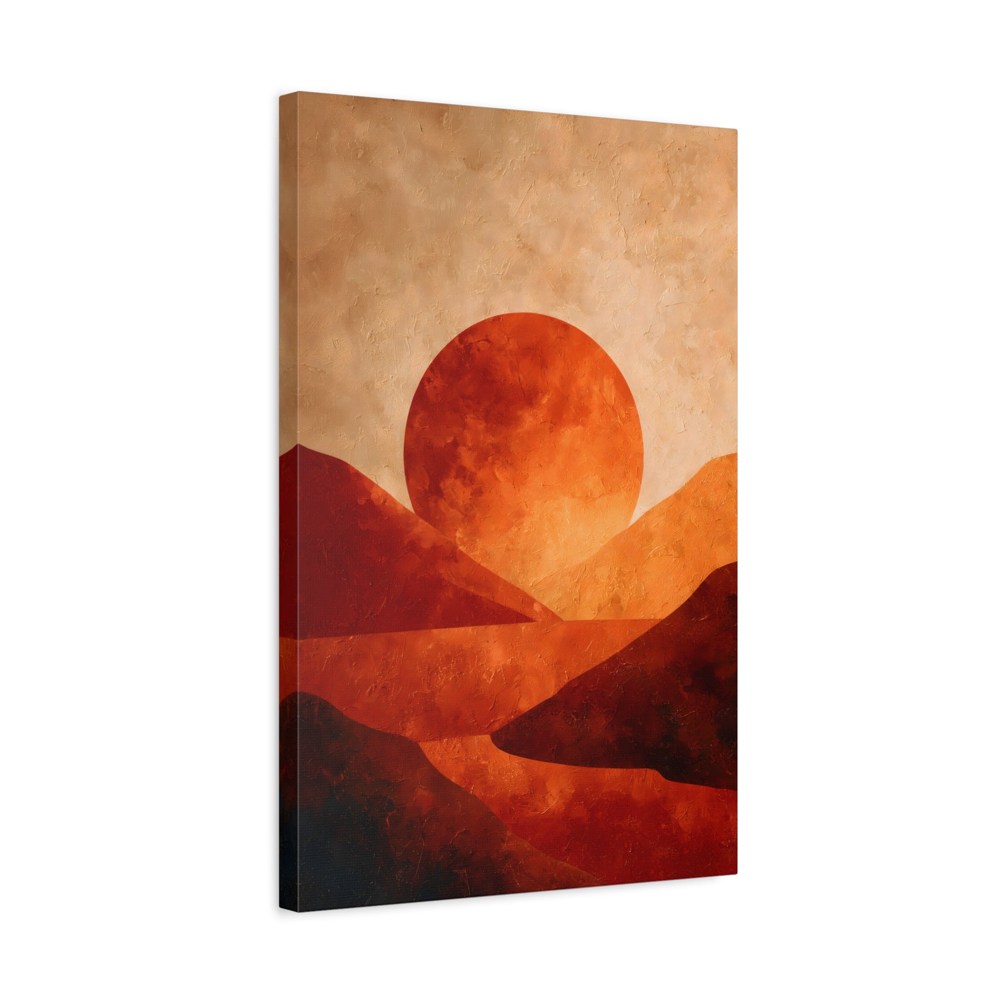 Sunset Landscape Wall Art - Warm Earth Tone Hills Print for Living Room