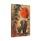 Japandi Elephant Wall Art Print - Mother & Calf for Living Room or Nursery