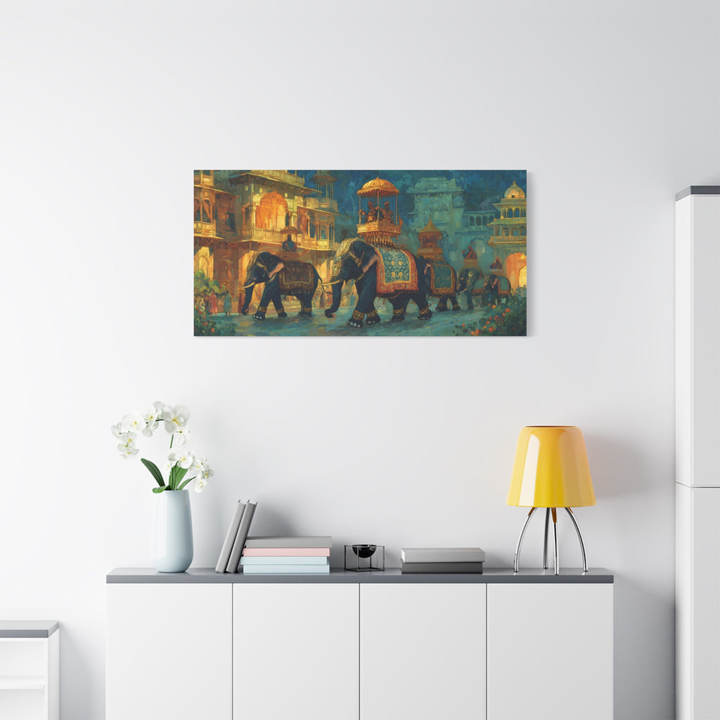 Mughal Elephant Art Print - Royal Indian Palace Procession - Statement Cultural Wall Decor