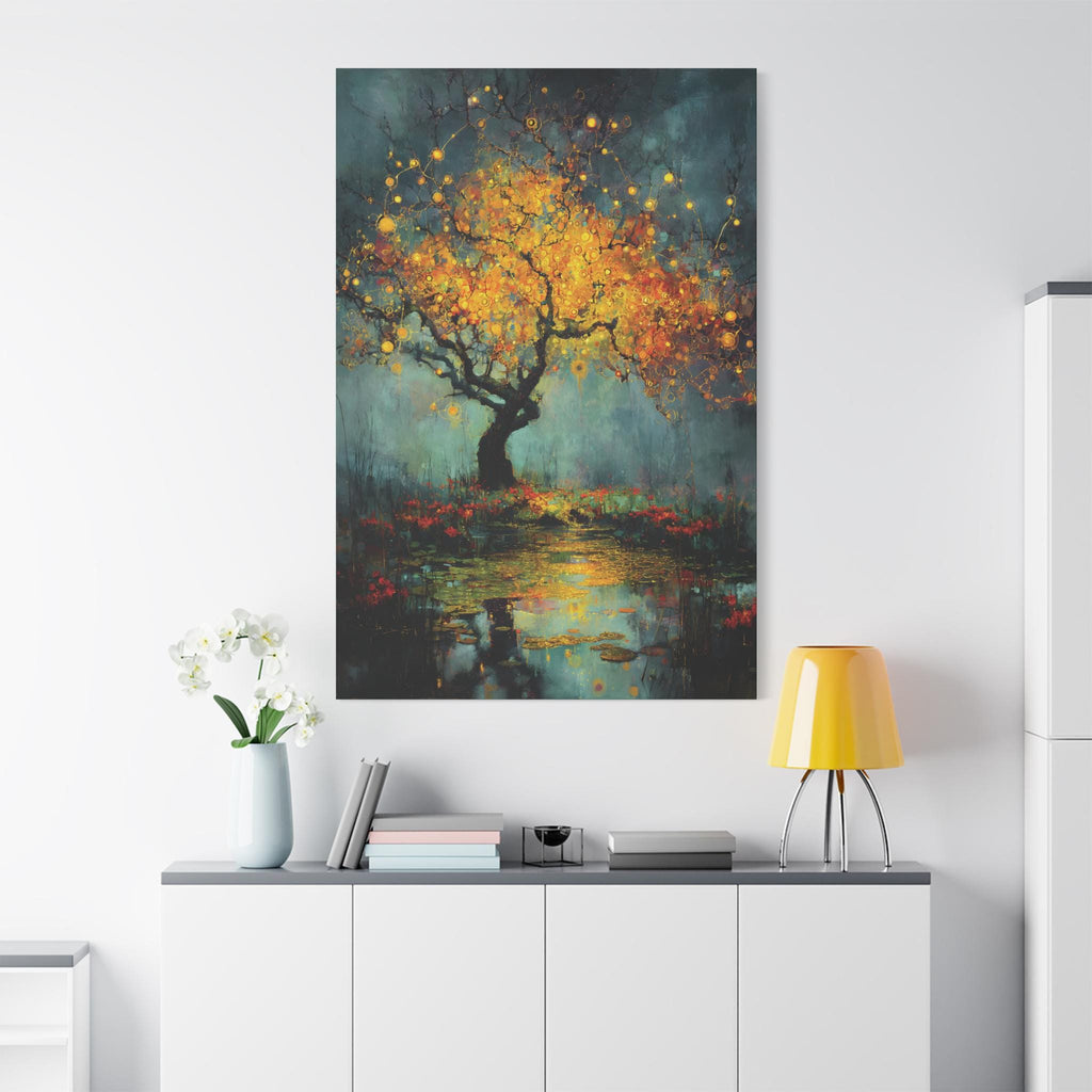 Kintsugi Twilight Canvas Art, Surreal Orchard Tree Print
