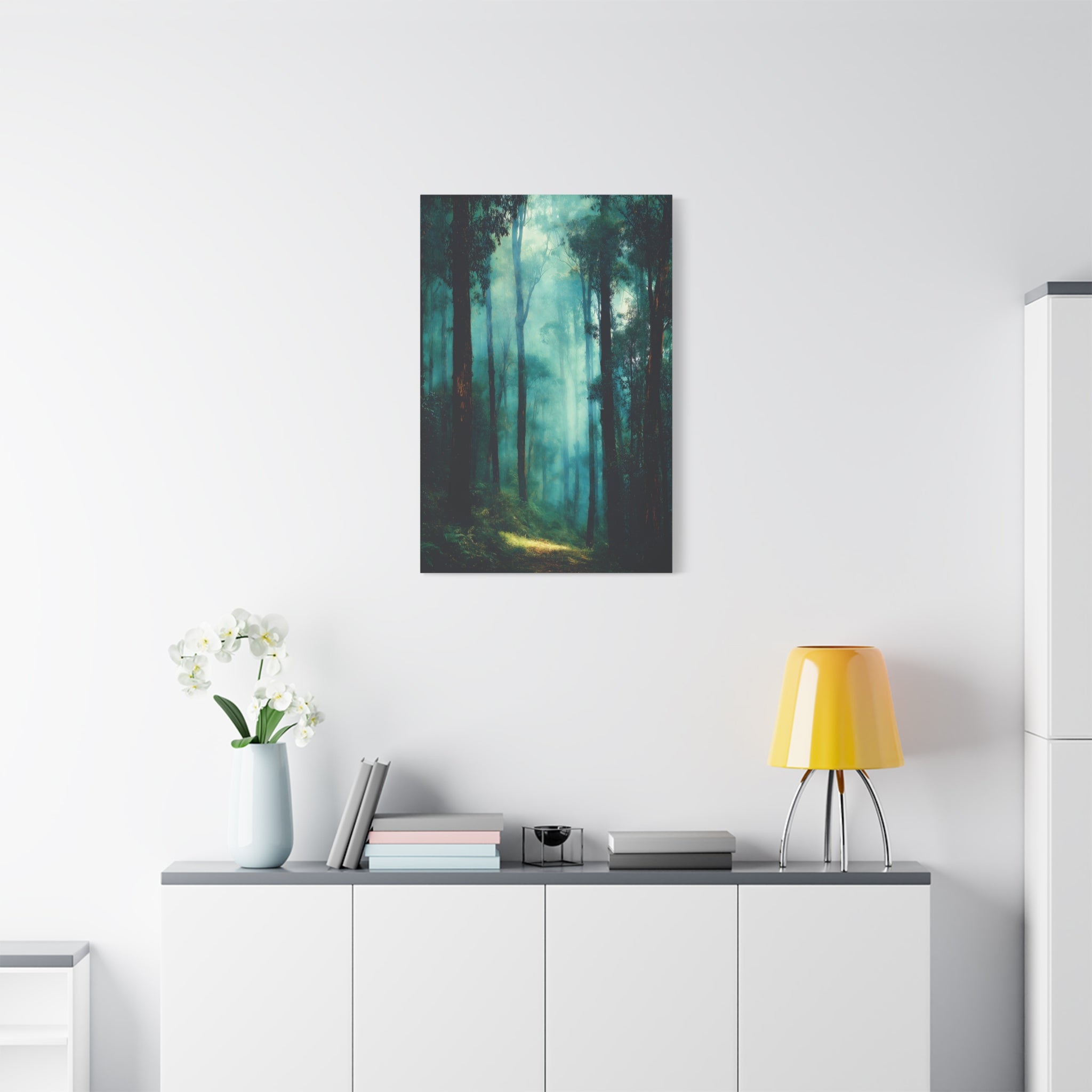Forest Wall Art - Misty Green Woodland Landscape - Calming Nature Decor