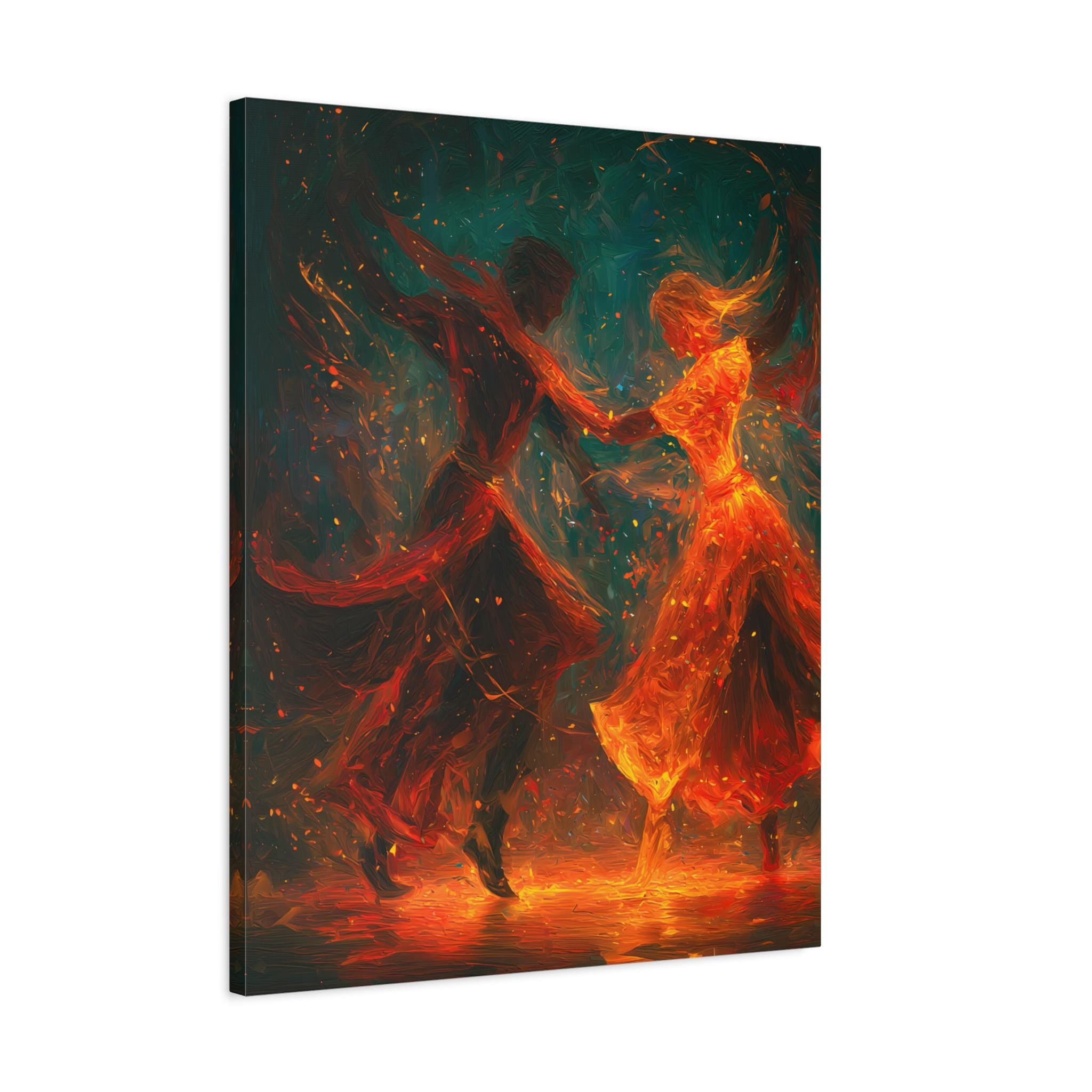 Passionate Salsa Dance Oil Painting – Abstract Couple Canvas Wall Art
