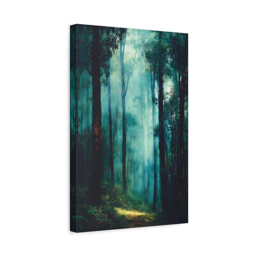 Forest Wall Art - Misty Green Woodland Landscape - Calming Nature Decor