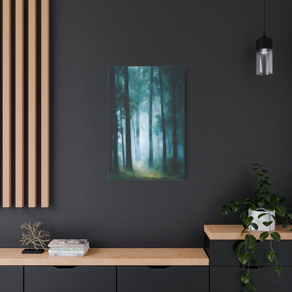 Fog Forest Wall Art - Tall Trees in Mist - Calm Modern Nature Decor
