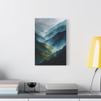 Mountain Wall Art - Misty Blue Green Landscape - Modern Calming Decor