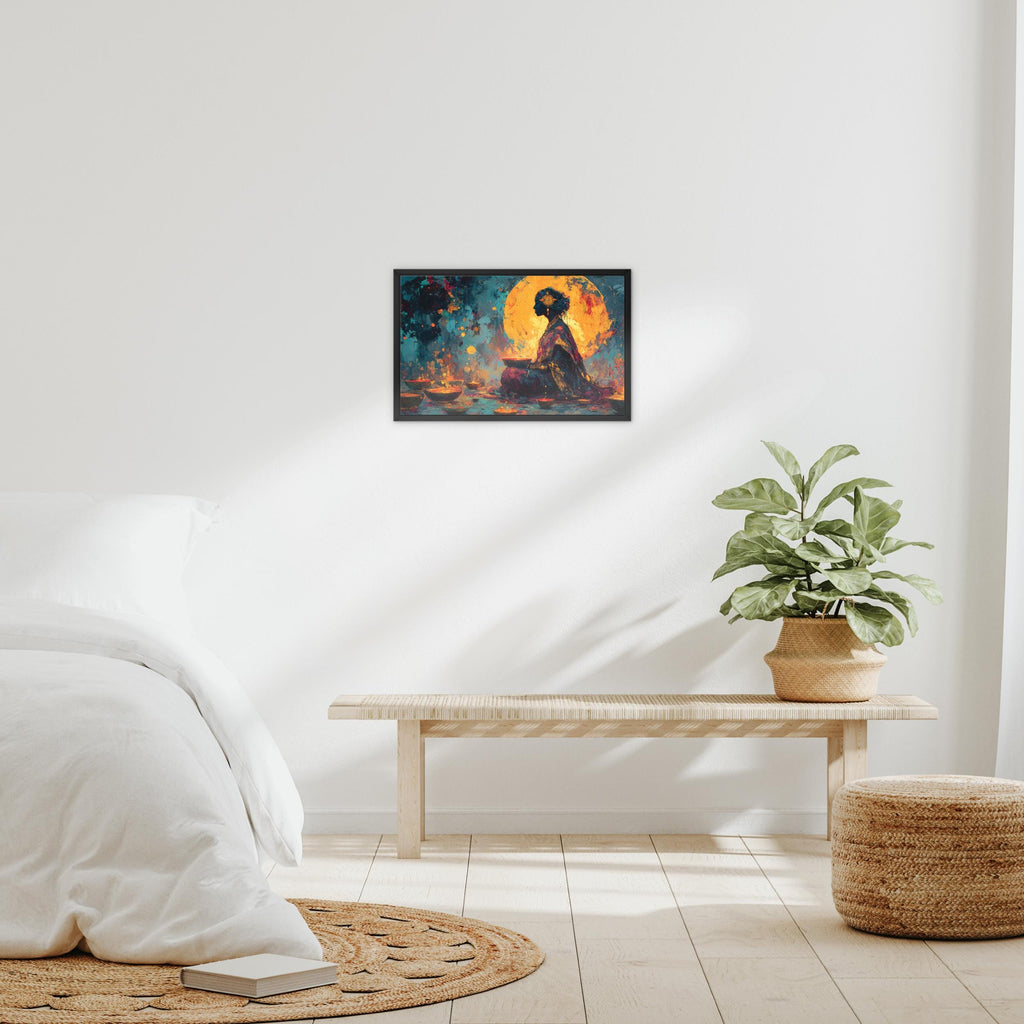 Celestial Woman Art Print | Gold, Teal Cosmic Wall Art (Digital Download)