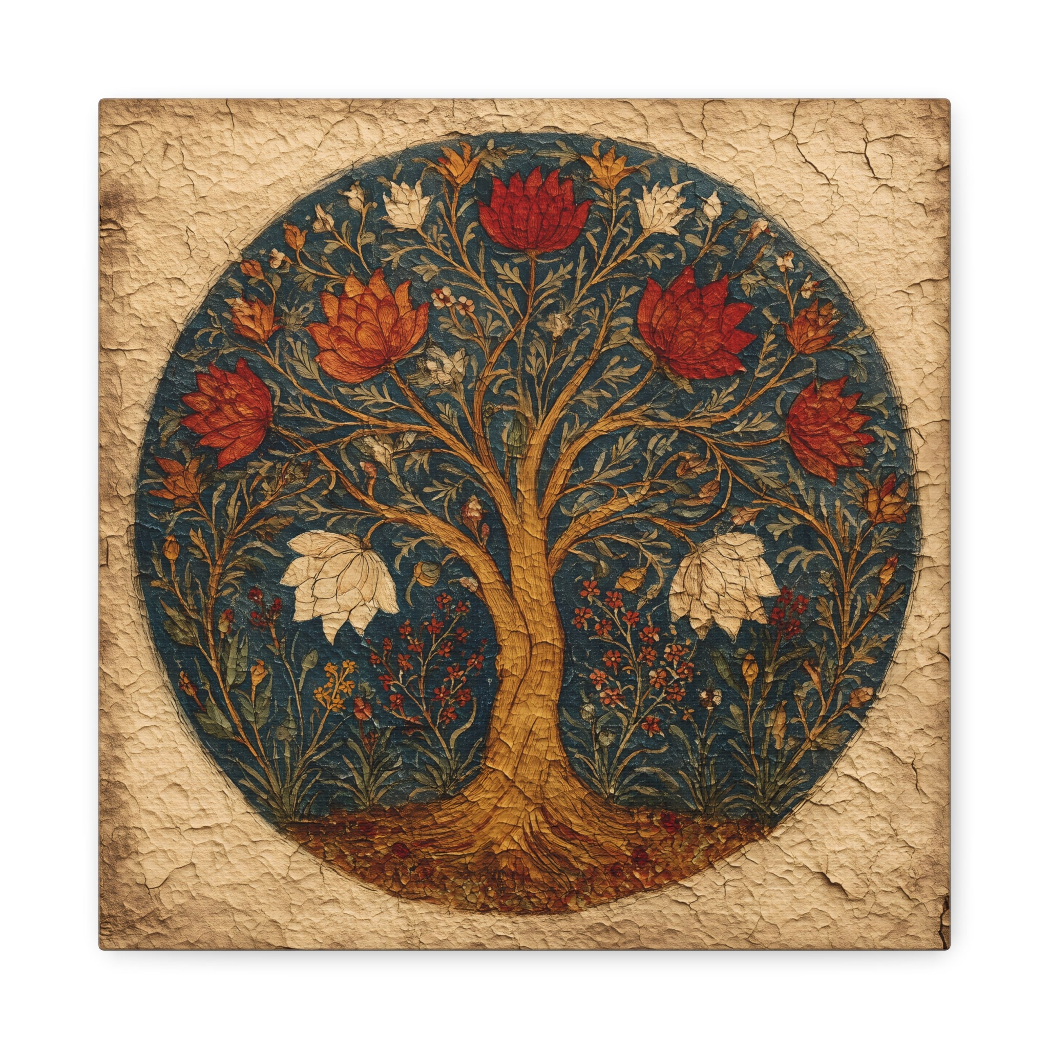 Tree of Life Wall Art - Symbolic Botanical Circle - Spiritual Nature Decor