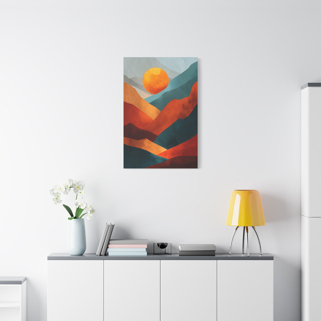 Sunset Wall Art - Warm Earth Tone Mountain Landscape Print