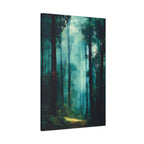 Misty Forest Wall Art - Tall Trees Green Nature Print - Calm Woodland Decor