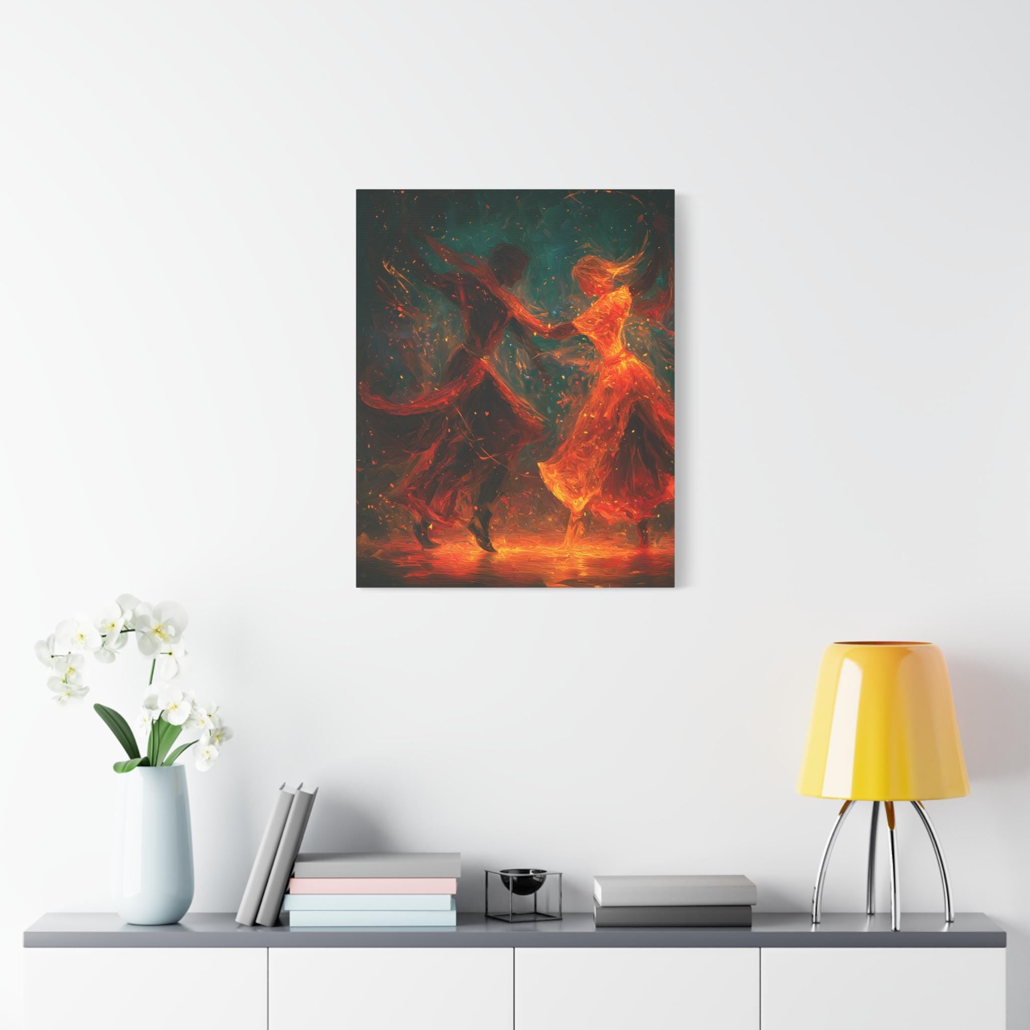 Passionate Salsa Dance Oil Painting – Abstract Couple Canvas Wall Art