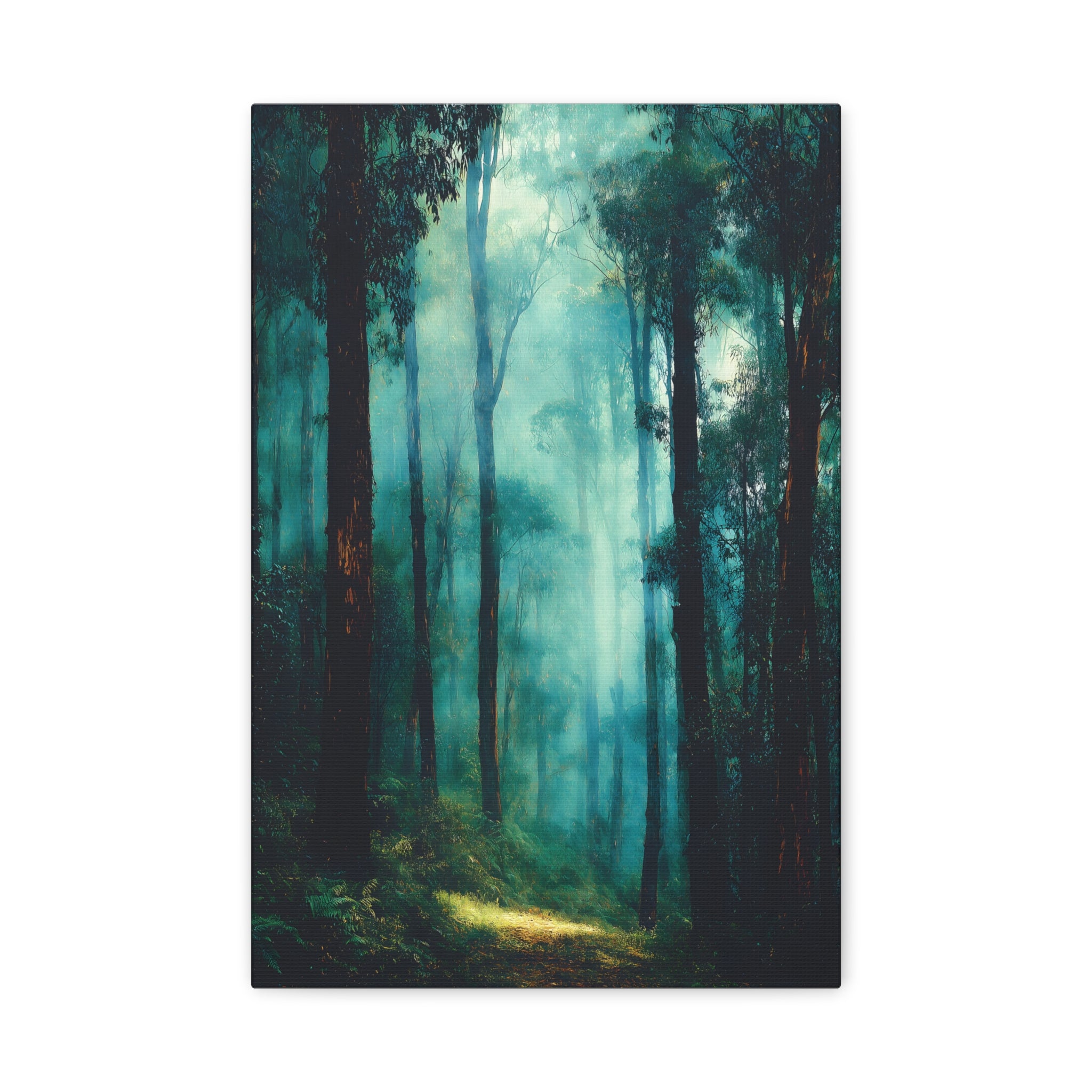 Forest Wall Art - Misty Green Woodland Landscape - Calming Nature Decor
