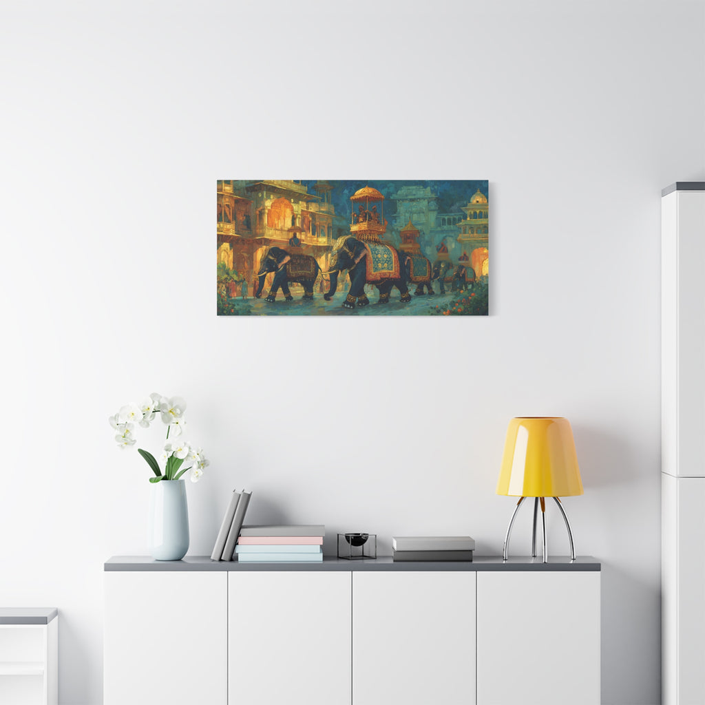 Mughal Elephant Art Print - Royal Indian Palace Procession - Statement Cultural Wall Decor