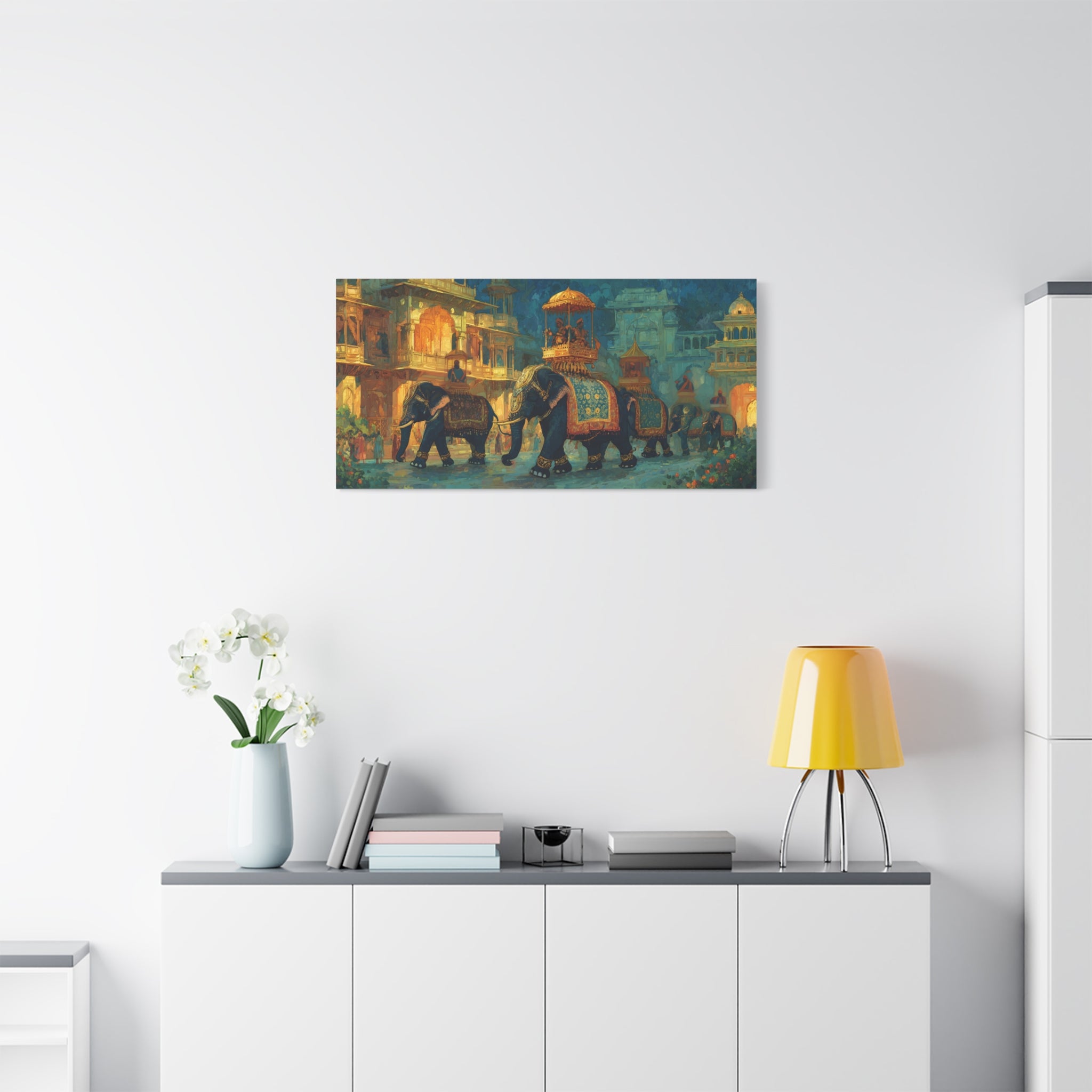 Mughal Elephant Art Print - Royal Indian Palace Procession - Statement Cultural Wall Decor