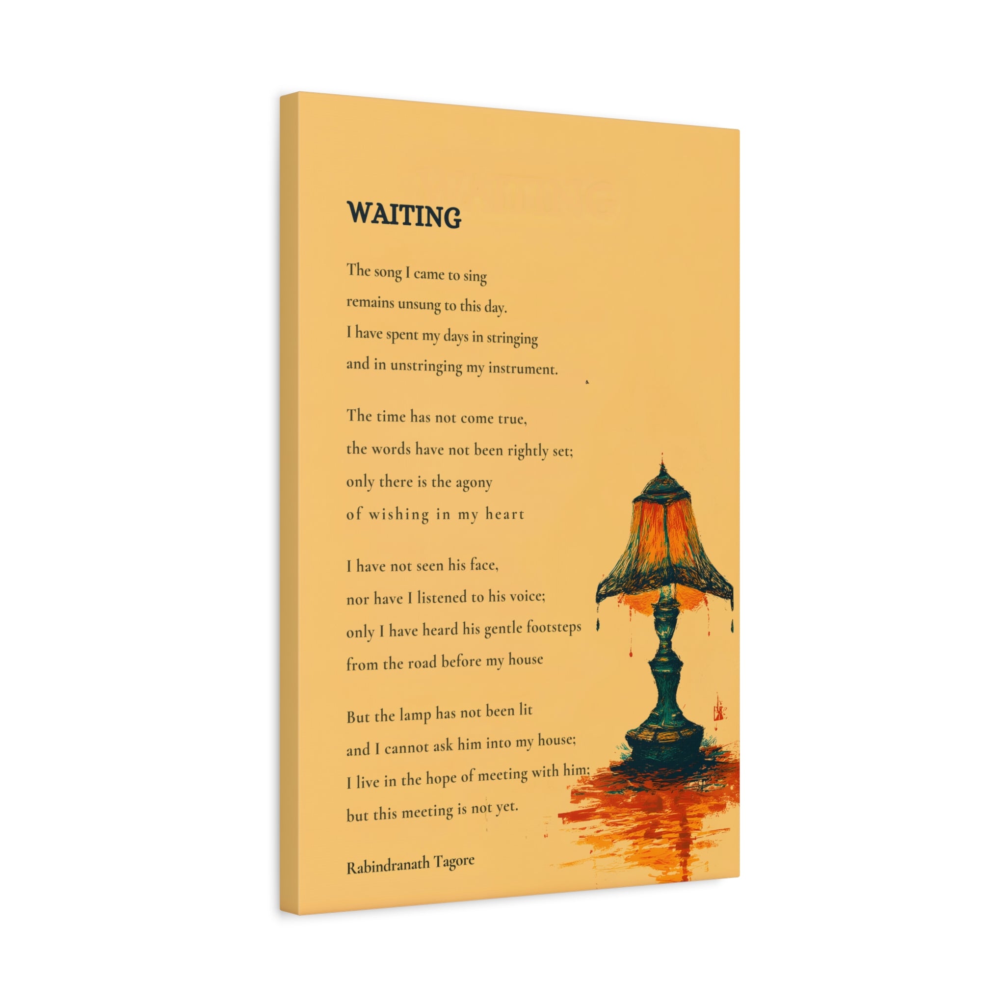 Waiting Poem Wall Art Print - Rabindranath Tagore Poetry, Minimal Abstract Art, Calm Literary Wall Decor