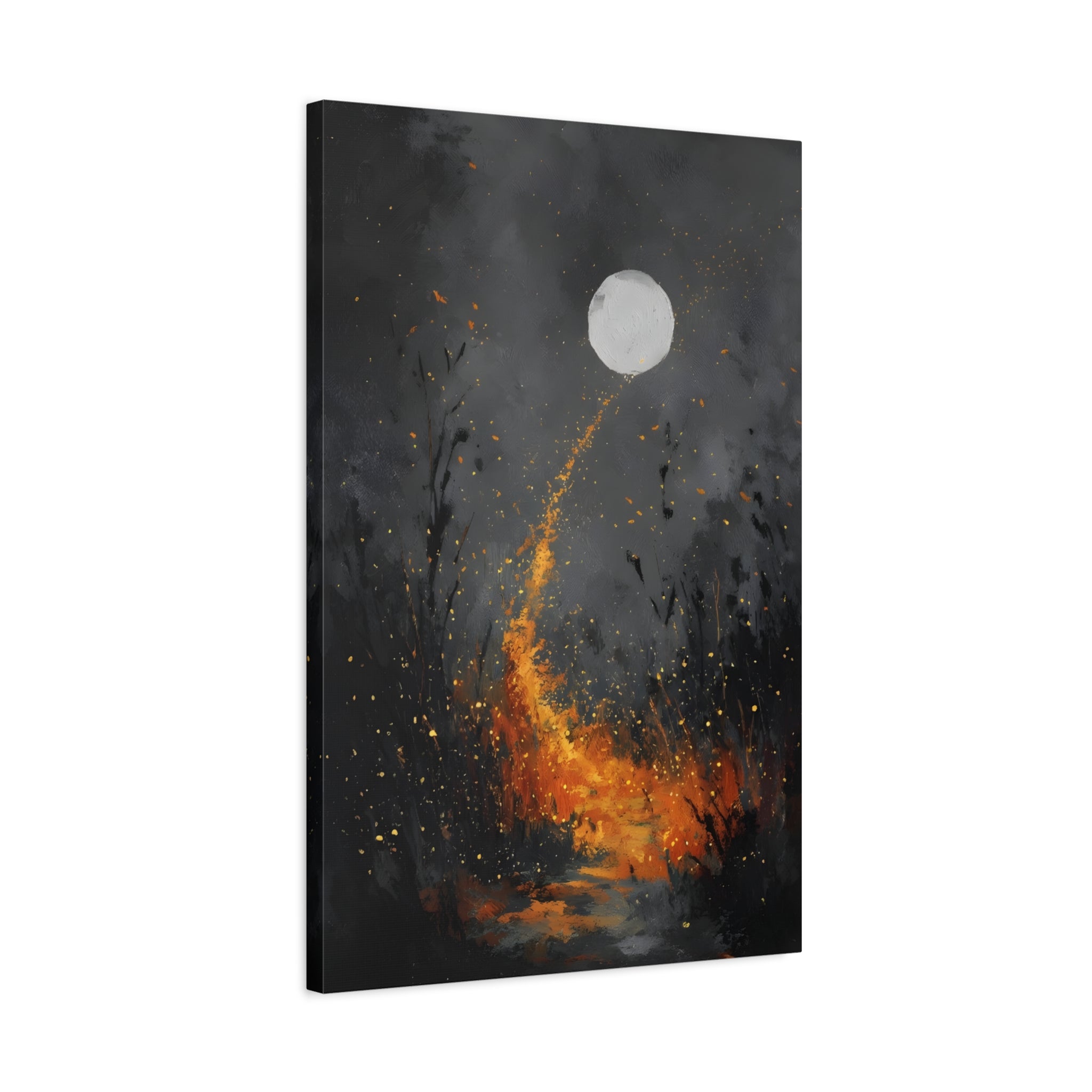 Moon Garden Wall Art - Golden Firefly Path - Calm Modern Print