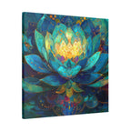 The Lotus Algorithm – Sacred Geometry Lotus Wall Art Print | Teal & Gold Spiritual Decor