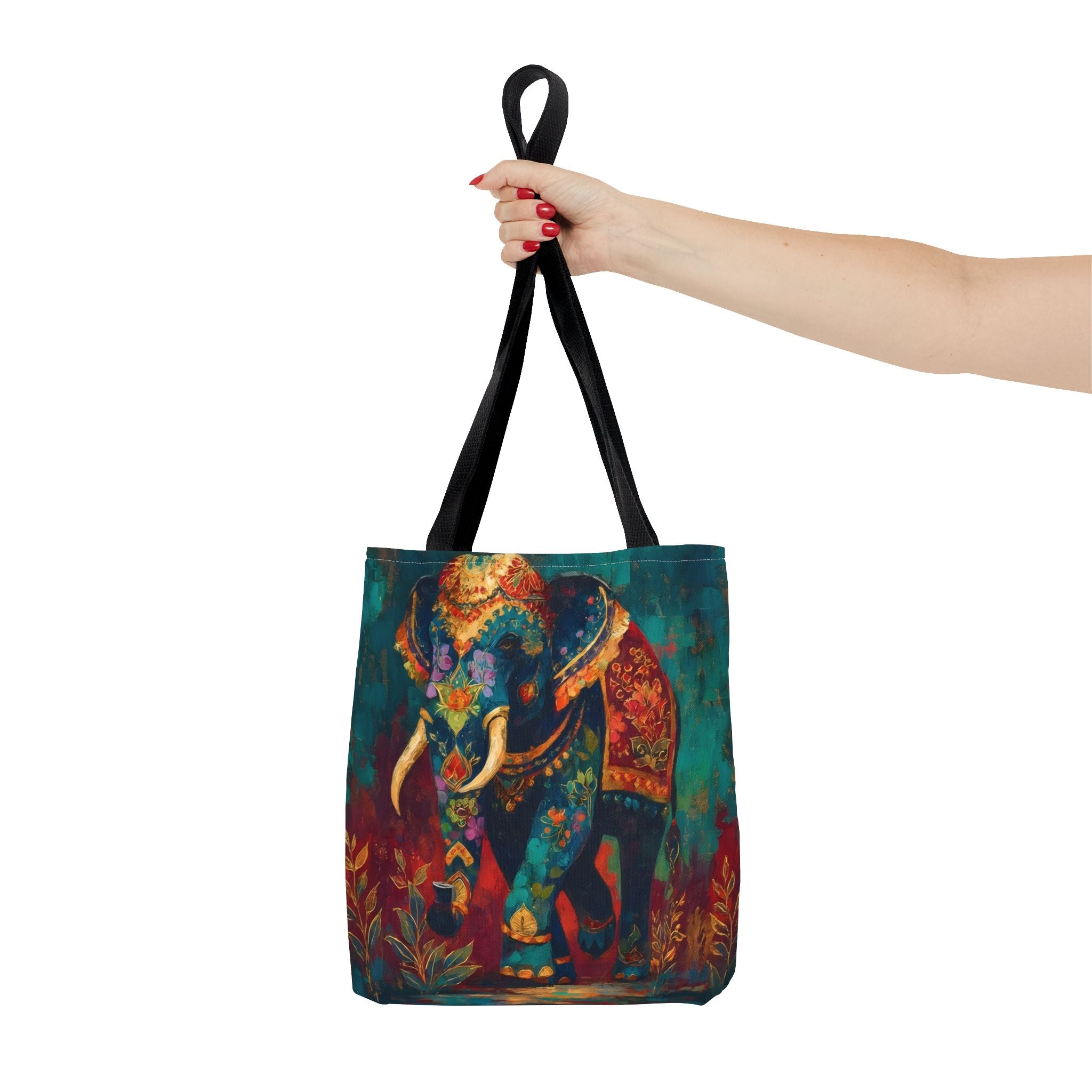 Majestic Indian Elephant - Gold & Emerald Gouache Tote Bag