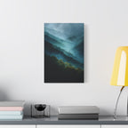 Misty Landscape Wall Art - Moody Blue Green Nature - Calm Modern Decor