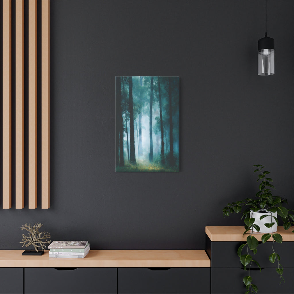 Fog Forest Wall Art - Tall Trees in Mist - Calm Modern Nature Decor