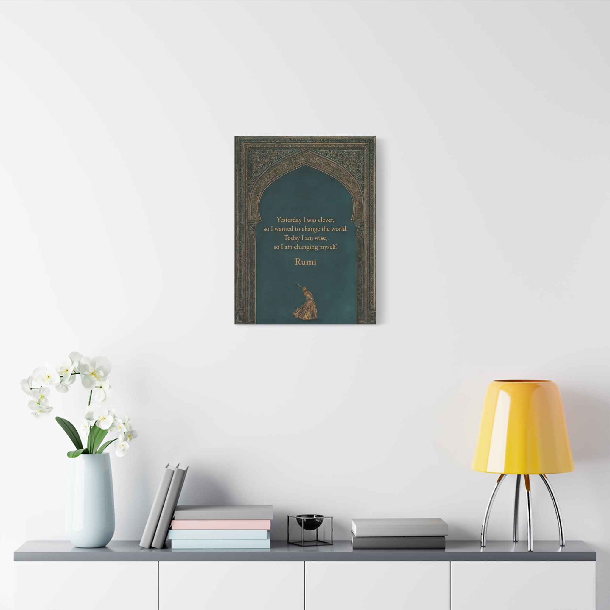Sufi Wall Art - Rumi Quote Spiritual Arch Print for Meditation & Mindful Decor