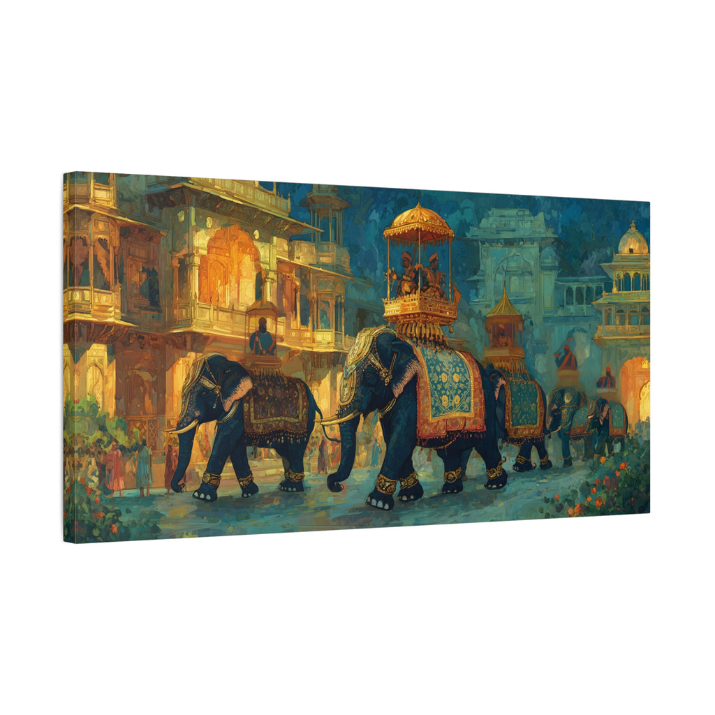 Mughal Elephant Art Print - Royal Indian Palace Procession - Statement Cultural Wall Decor
