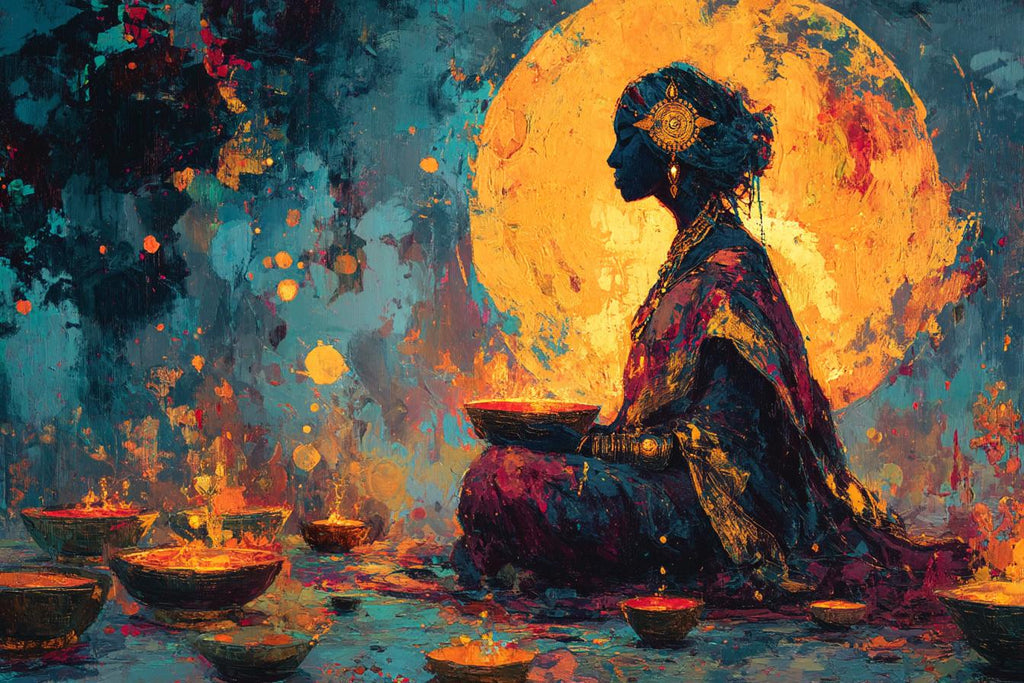 Celestial Woman Art Print | Gold, Teal Cosmic Wall Art (Digital Download)