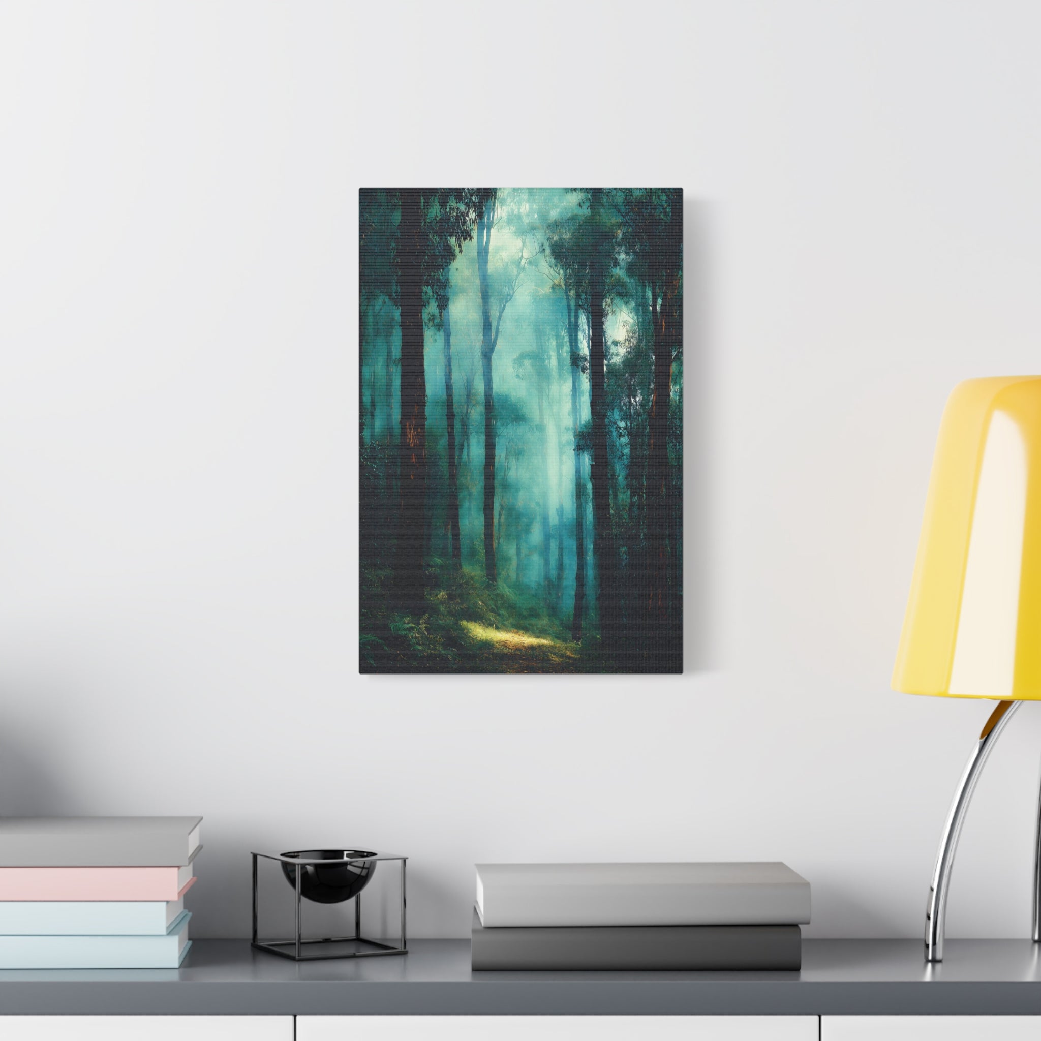 Forest Wall Art - Misty Green Woodland Landscape - Calming Nature Decor