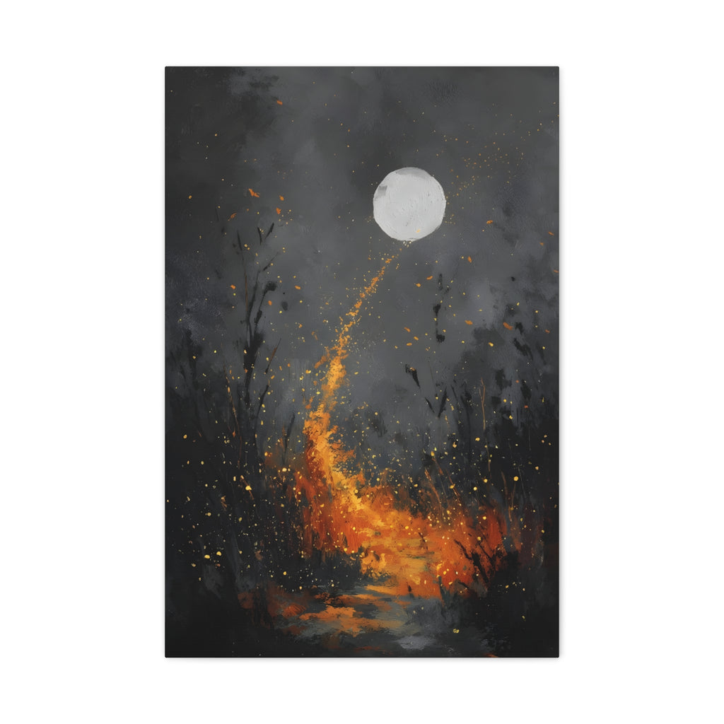 Moon Garden Wall Art - Golden Firefly Path - Calm Modern Print