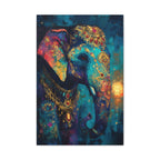 Large Rustic Indian Elephant Canvas: Moody Dark Academia Oil Painting for Living Room Statement Piece