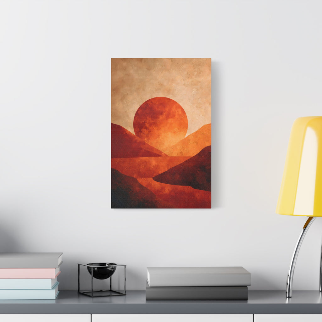 Sunset Landscape Wall Art - Warm Earth Tone Hills Print for Living Room