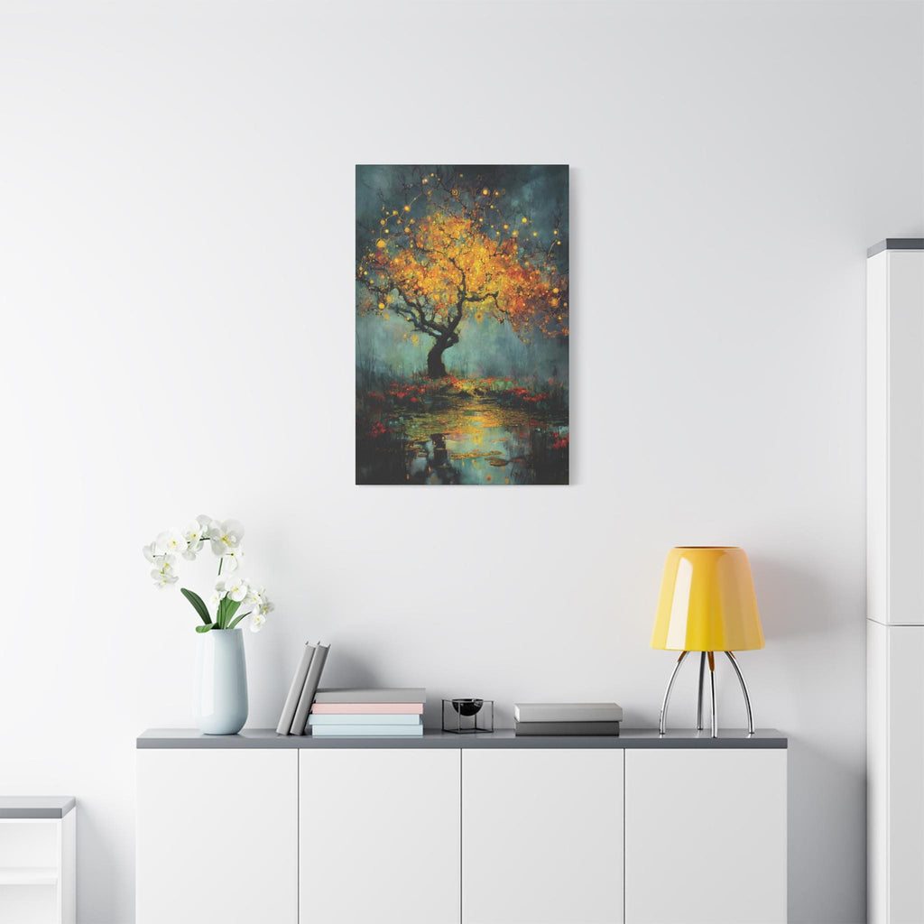 Kintsugi Twilight Canvas Art, Surreal Orchard Tree Print
