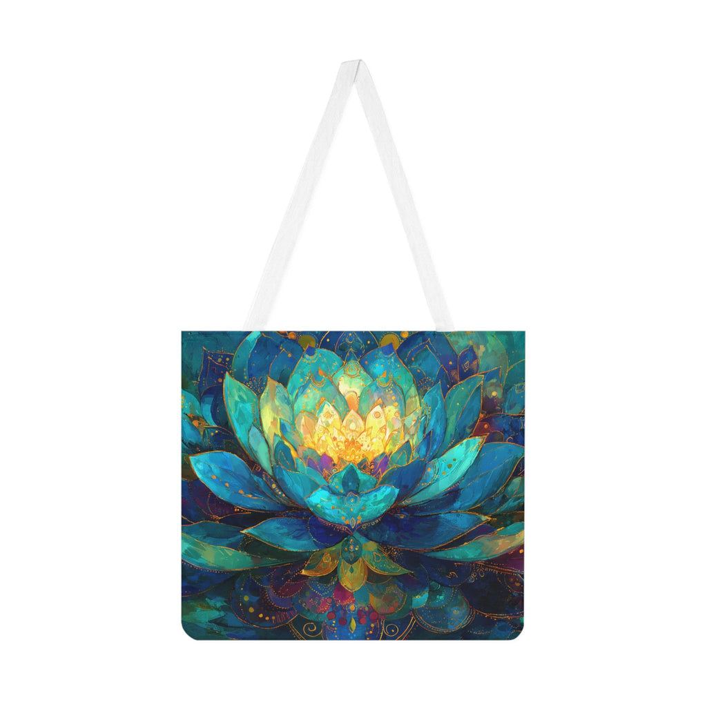 Lotus Print Shoulder Tote Bag - Eco-Friendly Cotton Canvas