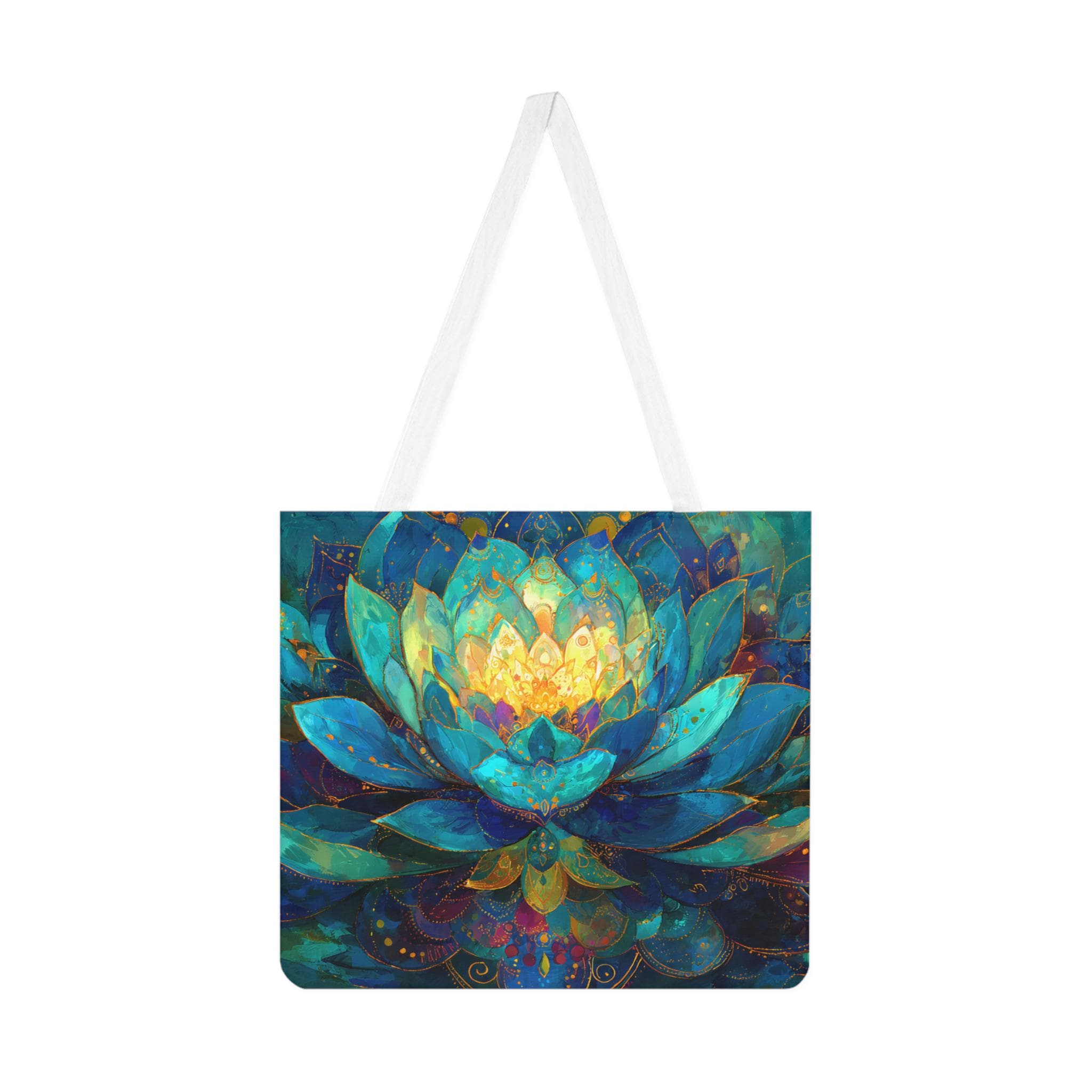 Lotus Print Shoulder Tote Bag - Eco-Friendly Cotton Canvas