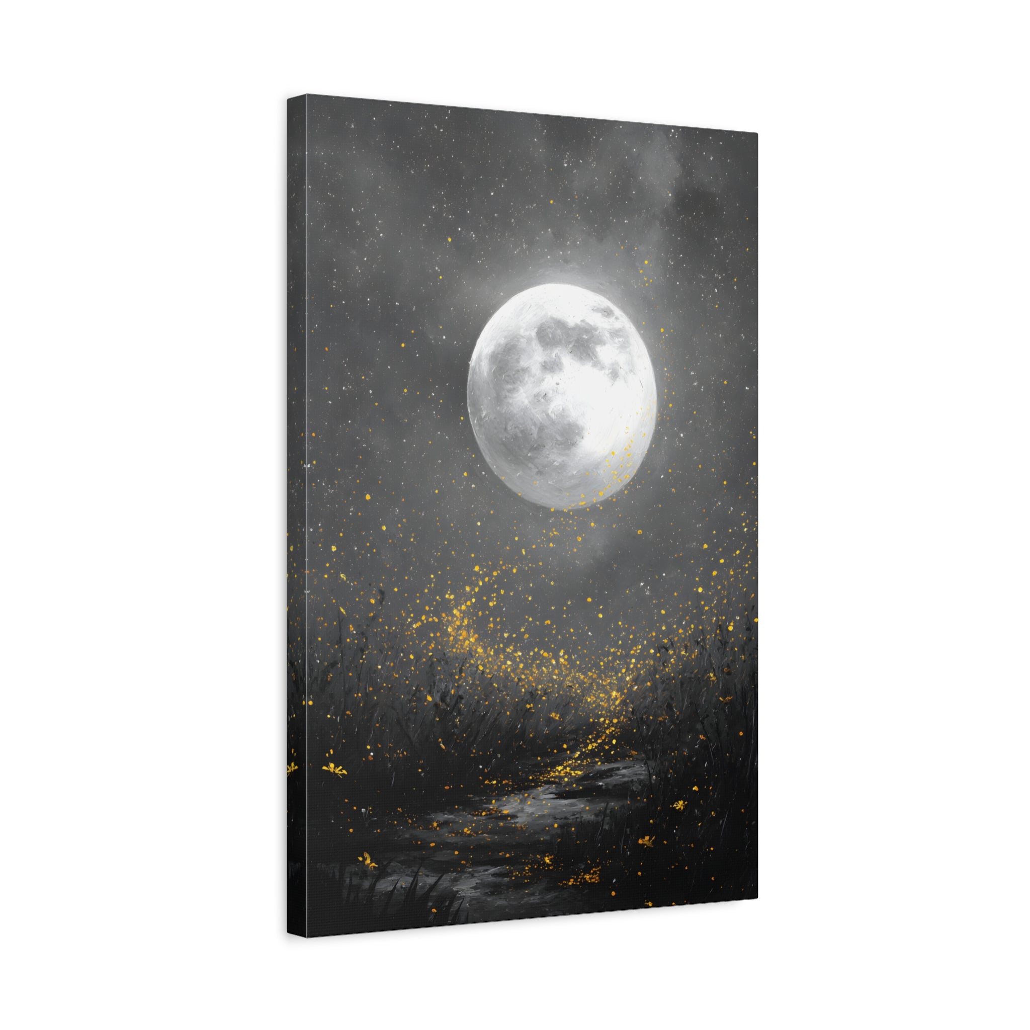 Moon Garden Wall Art - Firefly Path Print - Calm Modern Decor