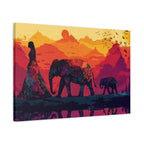 Elephant Journey Wall Art Print, Desert Caravan Sunset Landscape, Spiritual Boho Decor, Mindful Home Wall Art