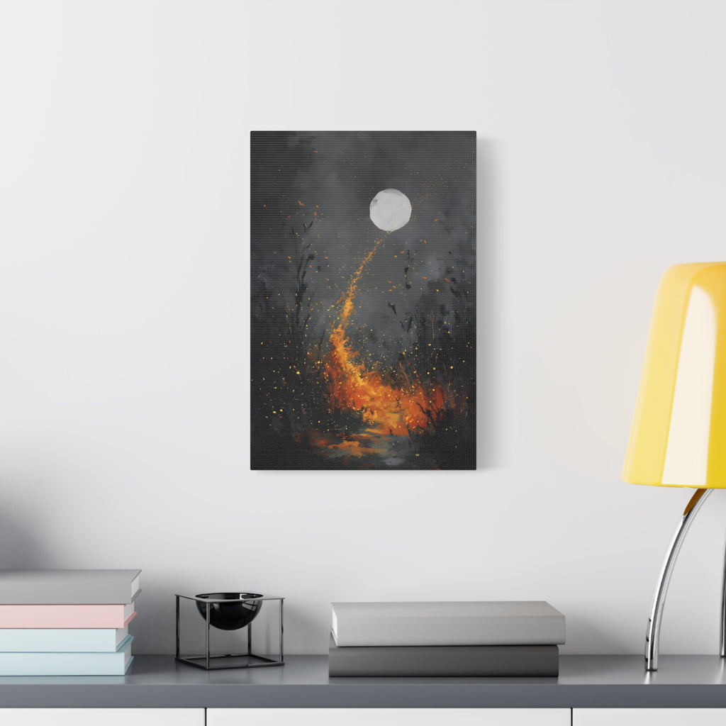 Moon Garden Wall Art - Golden Firefly Path - Calm Modern Print