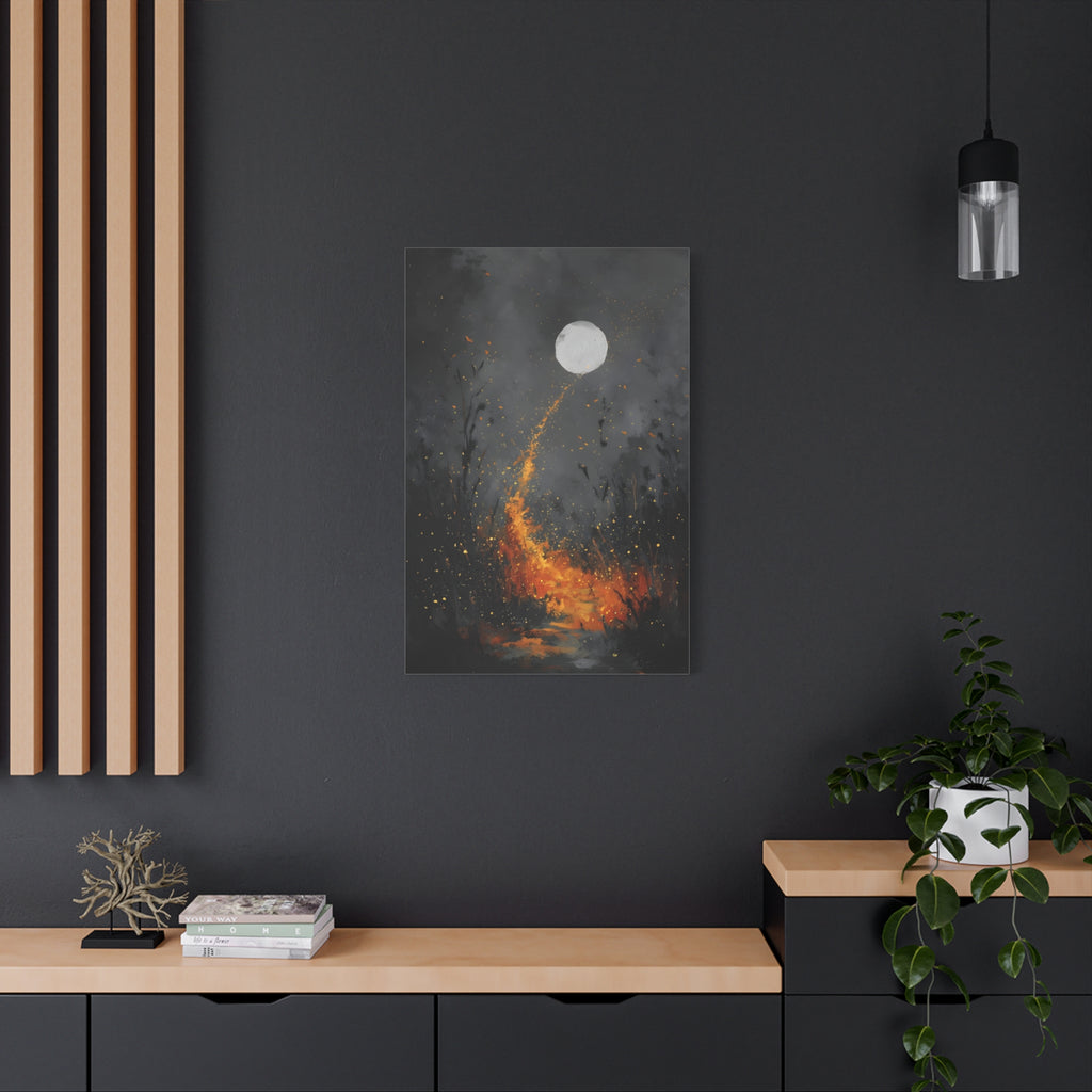 Moon Garden Wall Art - Golden Firefly Path - Calm Modern Print