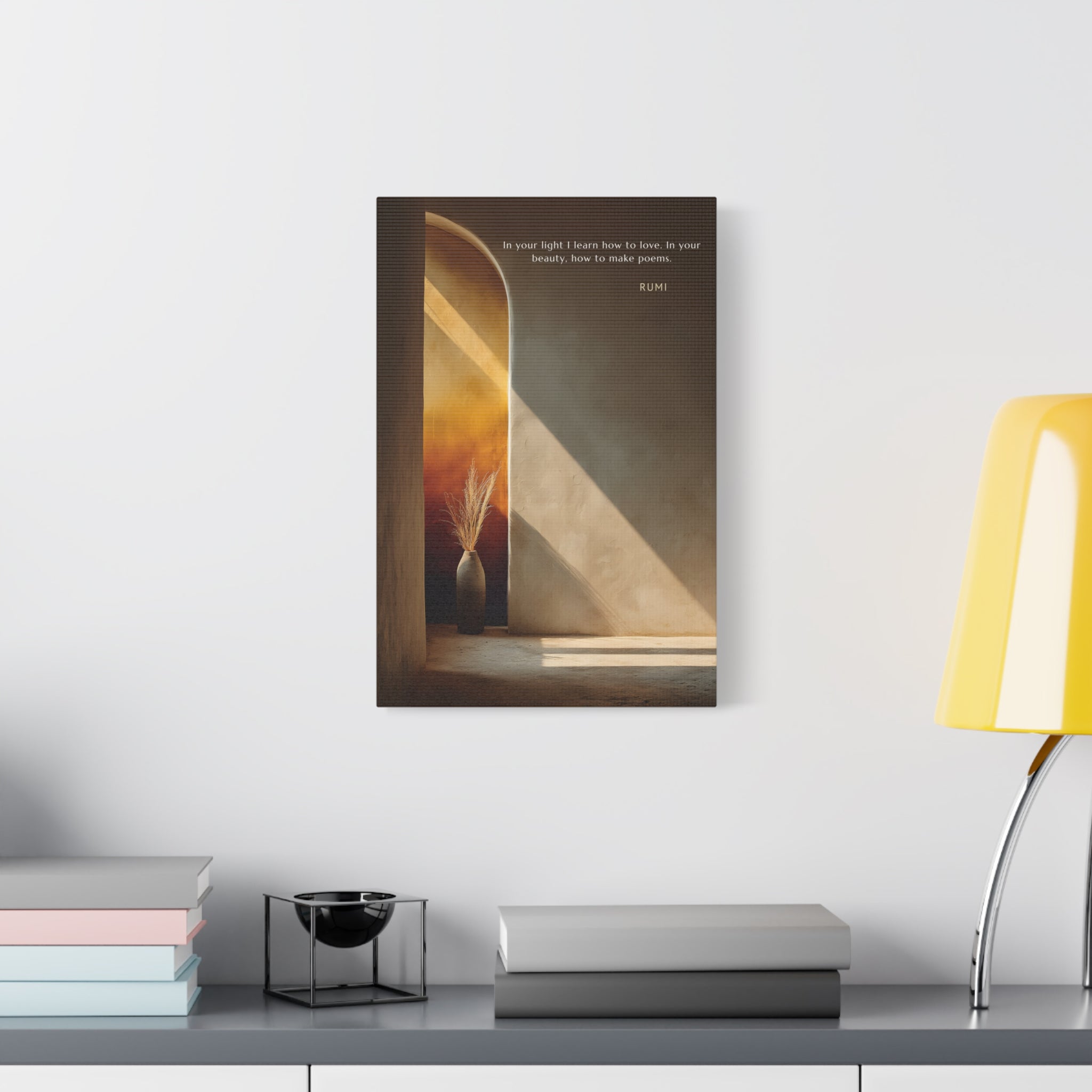 Rumi Quote Wall Art - In Your Light I Learn How to Love - Minimalist Spiritual Poetry Print
