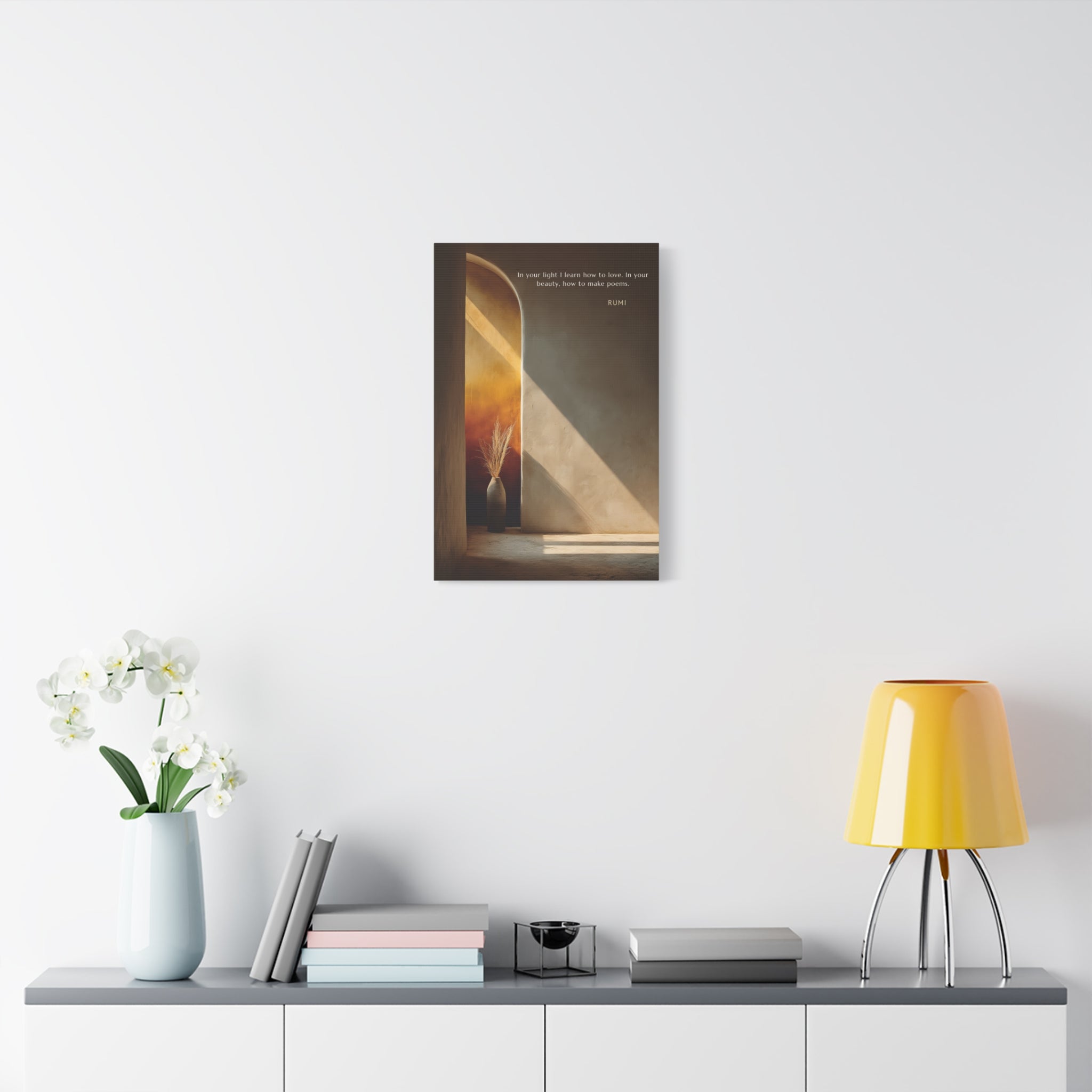 Rumi Quote Wall Art - In Your Light I Learn How to Love - Minimalist Spiritual Poetry Print