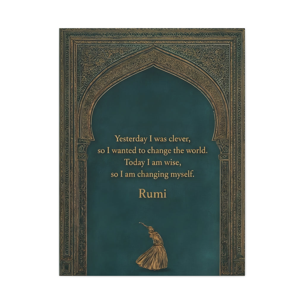 Sufi Wall Art - Rumi Quote Spiritual Arch Print for Meditation & Mindful Decor