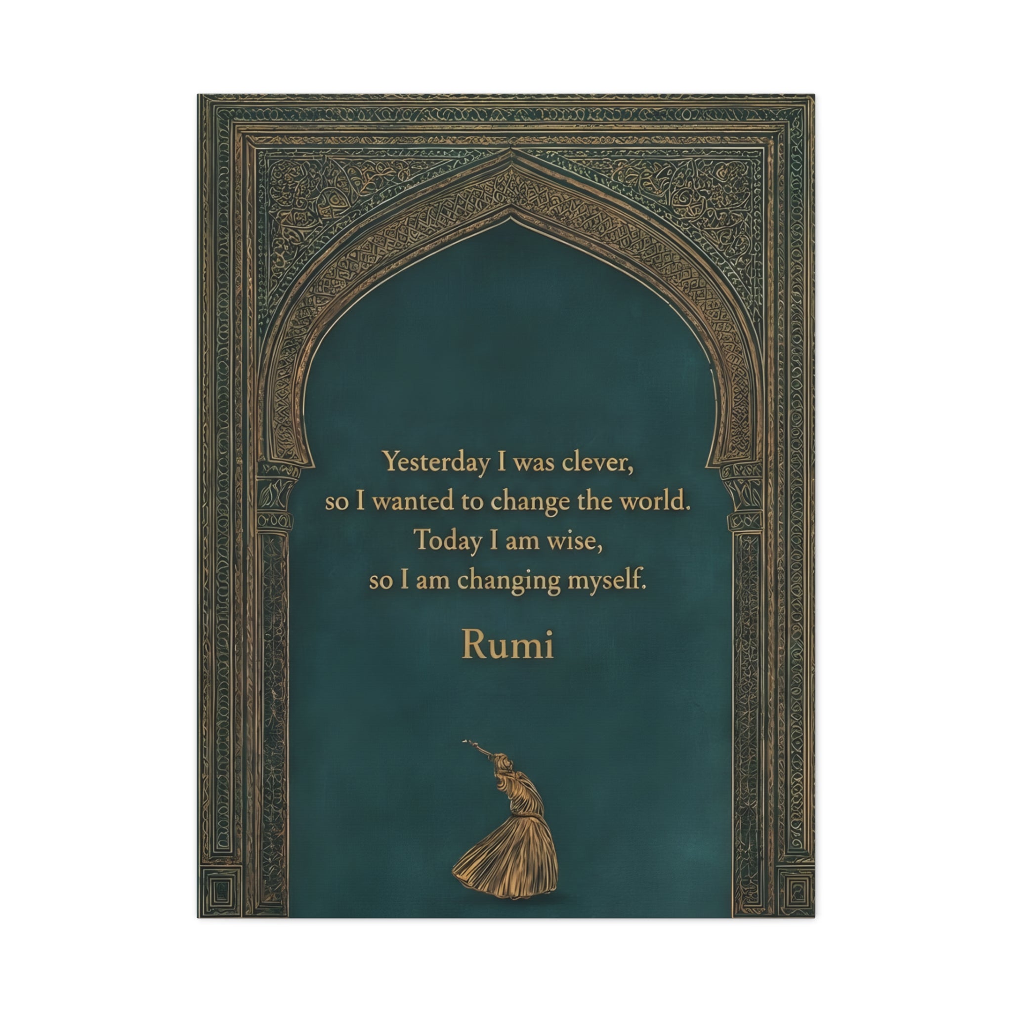 Sufi Wall Art - Rumi Quote Spiritual Arch Print for Meditation & Mindful Decor