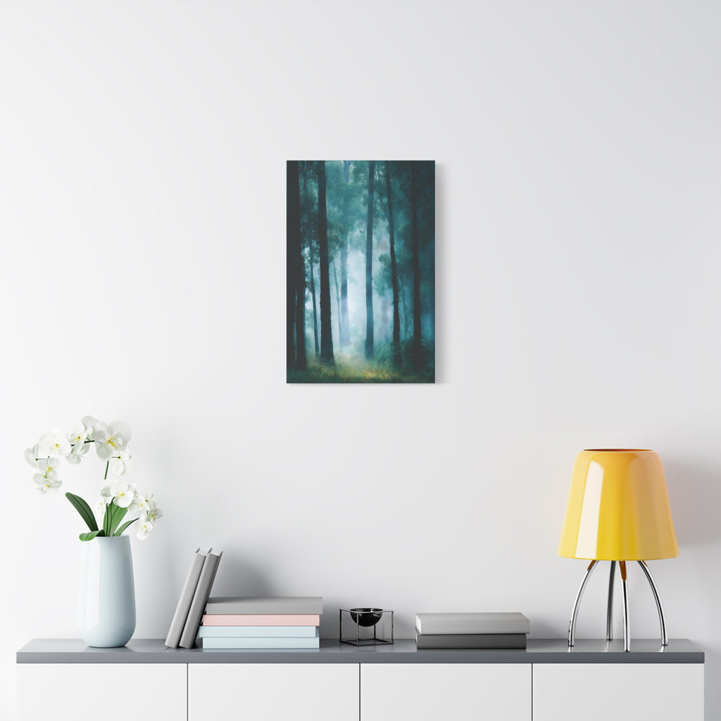 Fog Forest Wall Art - Tall Trees in Mist - Calm Modern Nature Decor