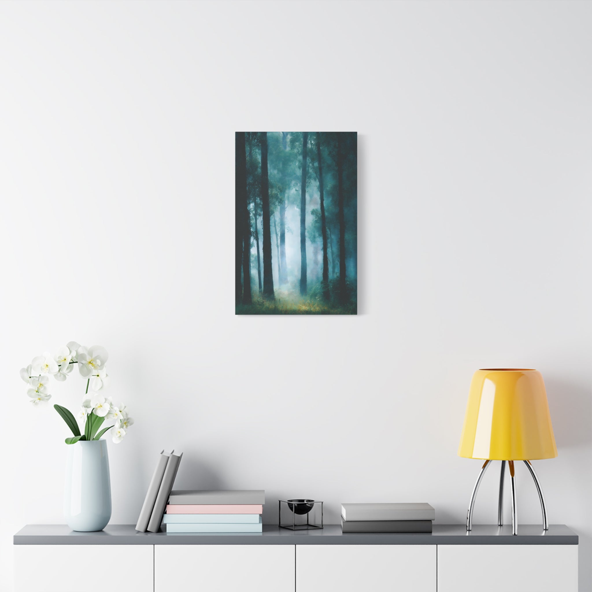 Fog Forest Wall Art - Tall Trees in Mist - Calm Modern Nature Decor