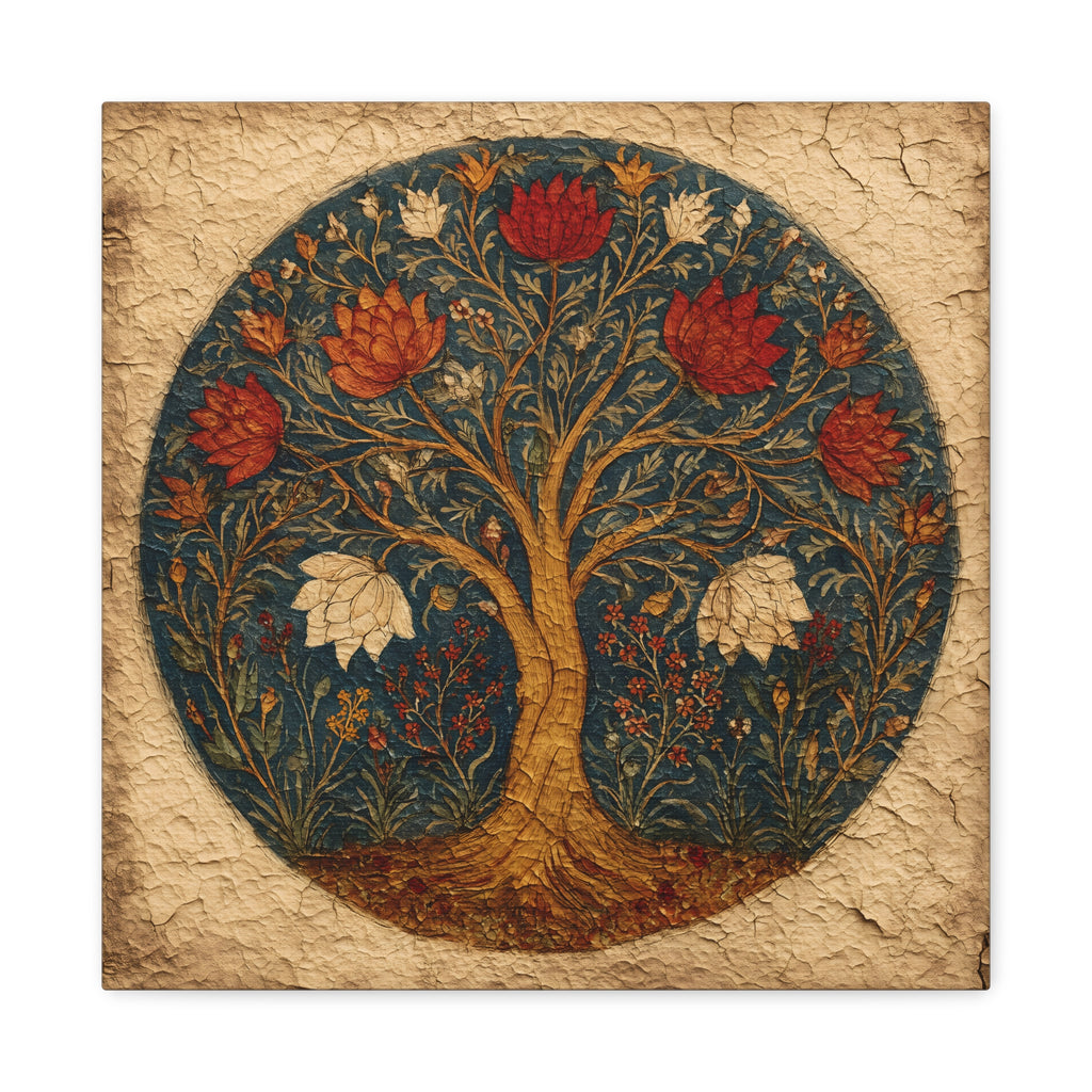 Tree of Life Wall Art - Symbolic Botanical Circle - Spiritual Nature Decor