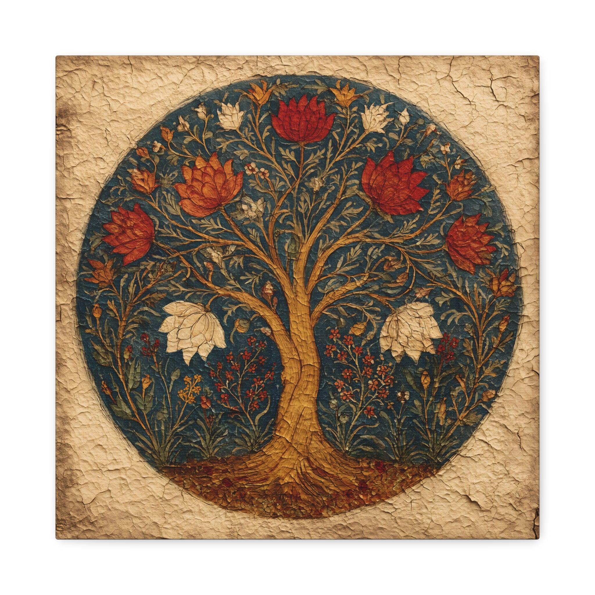 Tree of Life Wall Art - Symbolic Botanical Circle - Spiritual Nature Decor